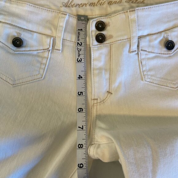 Abercrombie‎ Fitch Patch Pocket White Flare Jeans Women’s 8 Stretch Y2K Low Rise - Picture 12 of 13